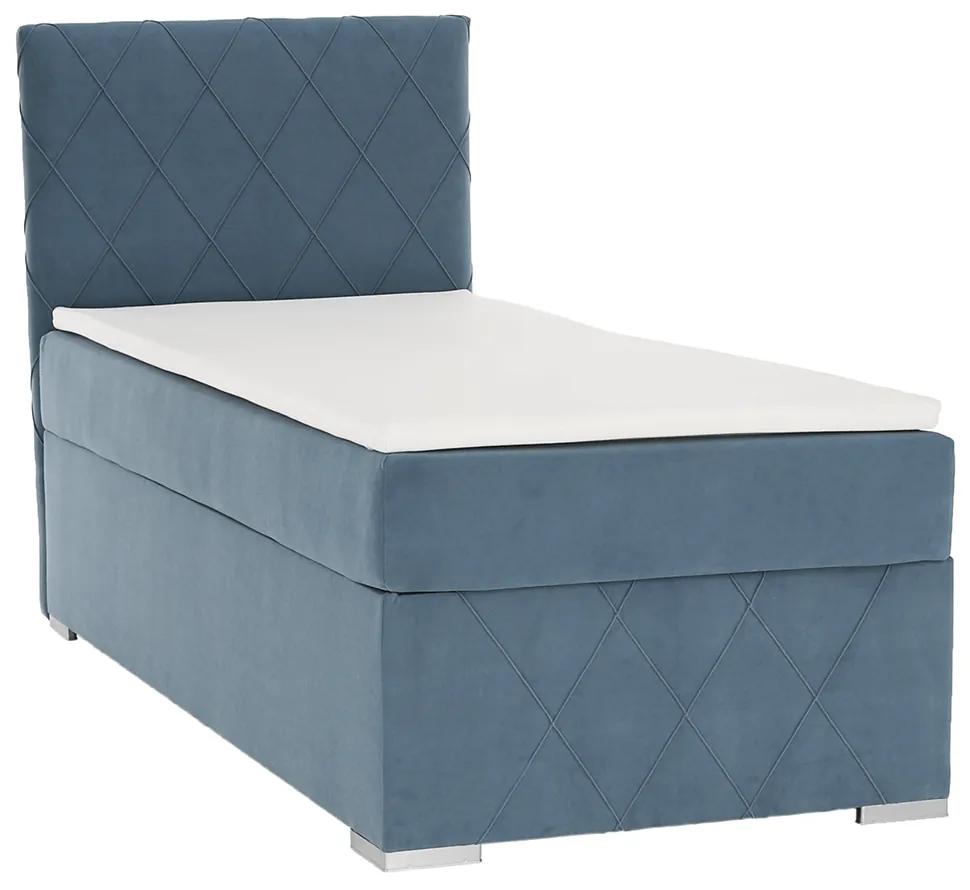 Boxspringová posteľ, jednolôžko, modrá, 90x200, ľavá, PAXTON