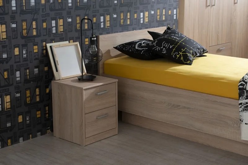 Posteľ Mega 160, 90x200 cm, dub sonoma