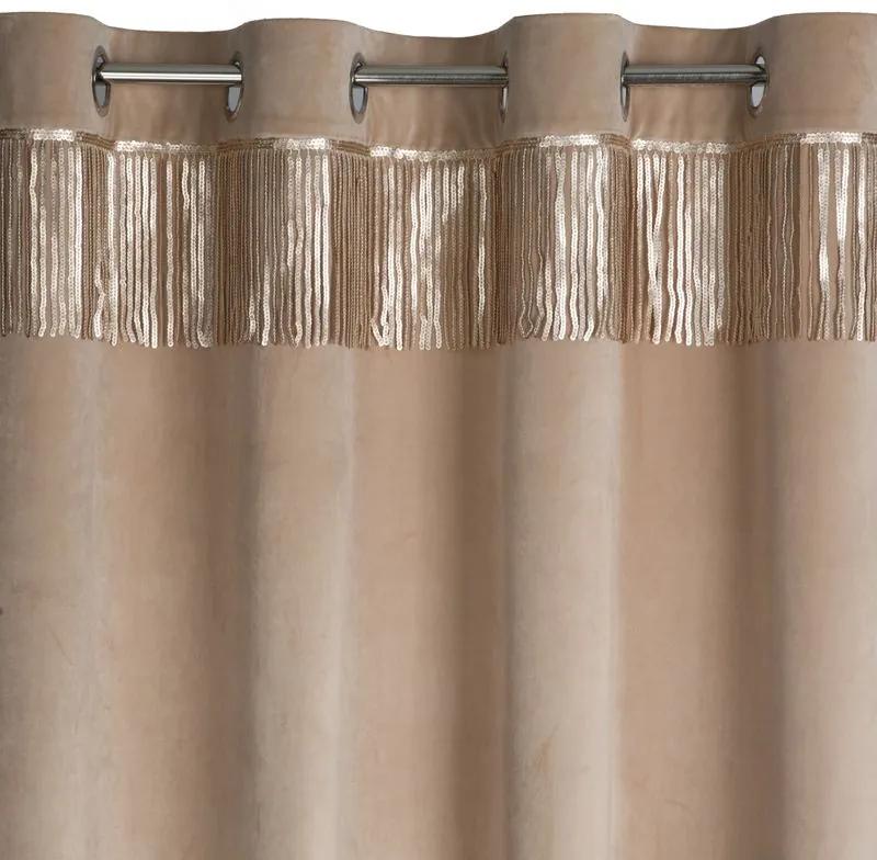 Dekorstudio Luxusný zamatový záves so strapcami v béžovej farbe