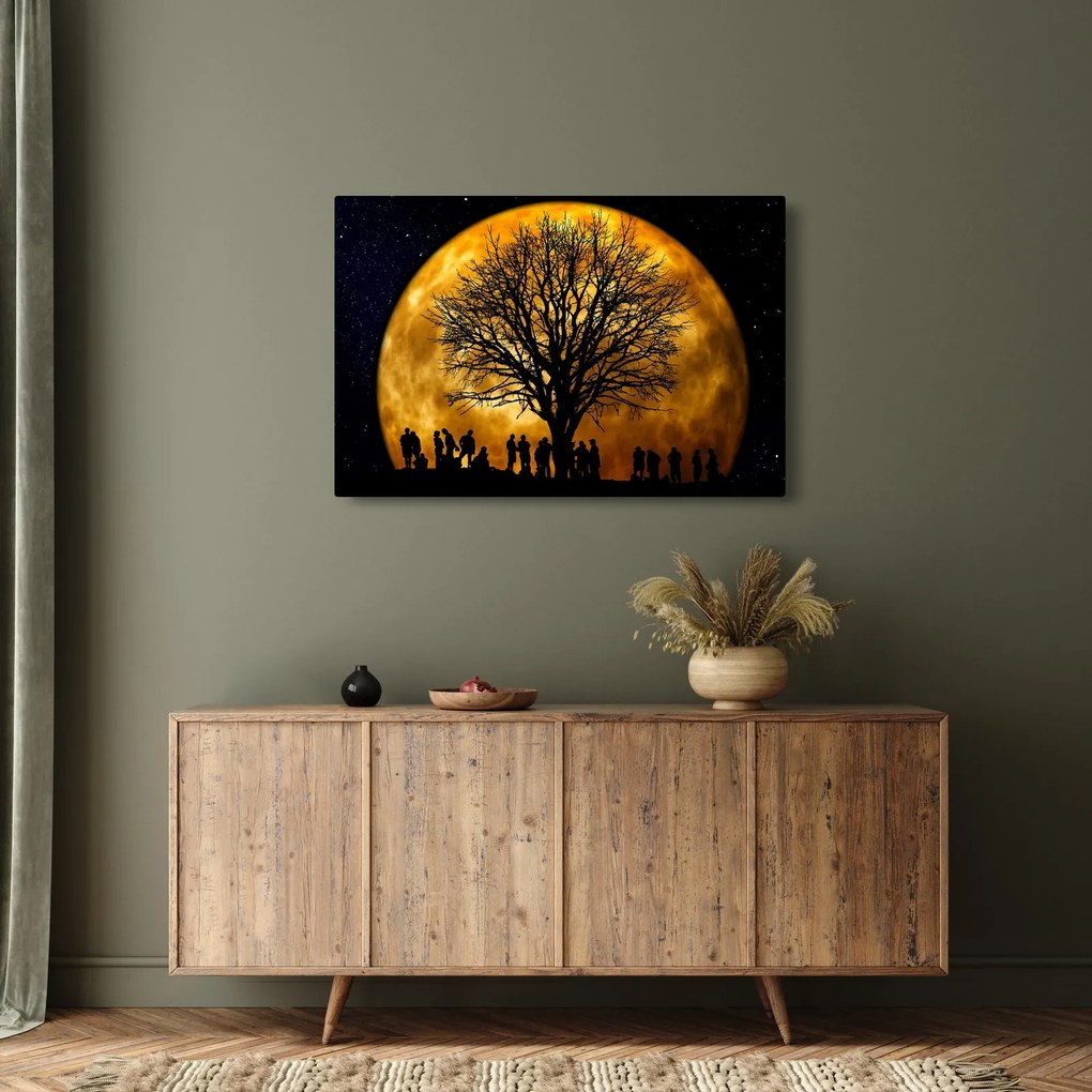 Obraz mesiace a siluet (90x60 cm)