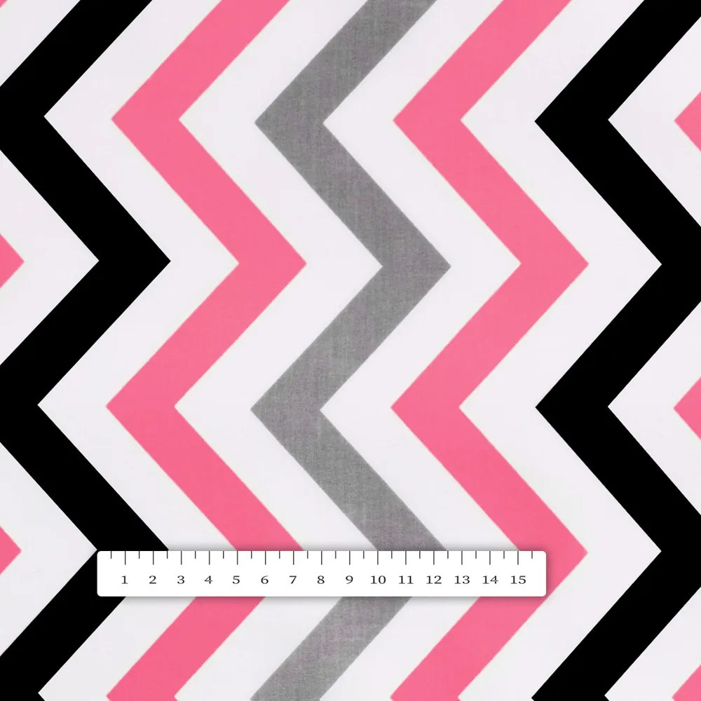 Biante Bavlnený behúň na stôl Sandra SA-377 Ružovo-sivo-čierne cik-cak pásiky 35x160 cm