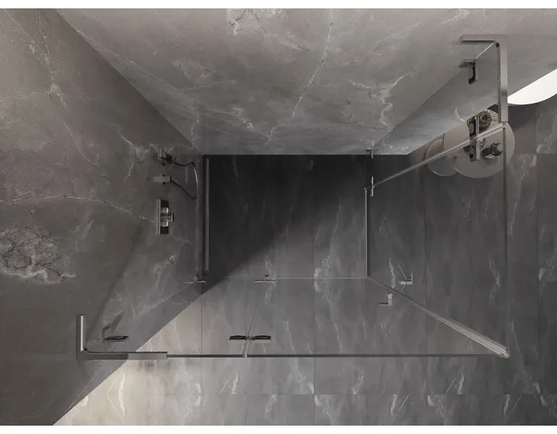 Mexen Lunar, L Duo výklopný sprchový kút 115 x 100 cm, 8mm číre sklo, chrómový profil, 834L-115L-100P-01-00