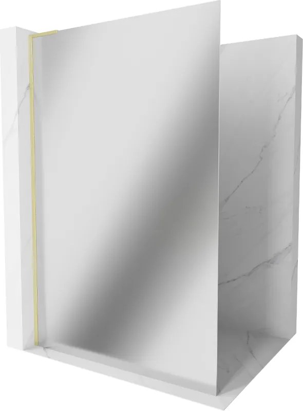 Mexen Kioto L, sprchová zástena Walk-In 100 x 200 cm, 8mm sklo vzor zrkadlo, zlatý matný profil, 800-100-103-55-50