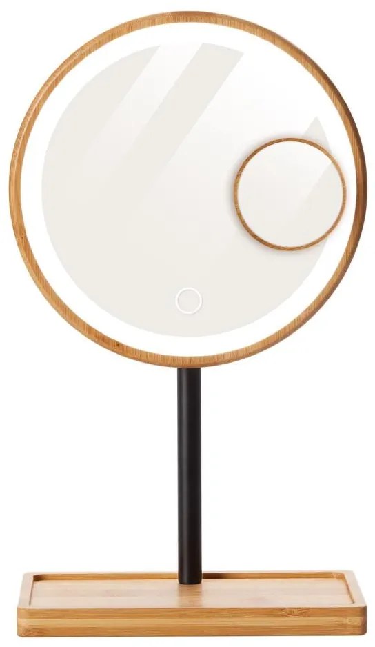 Lanaform - Stmievateľné kozmetické zrkadlo s LED podsvietením 5V USB bambus