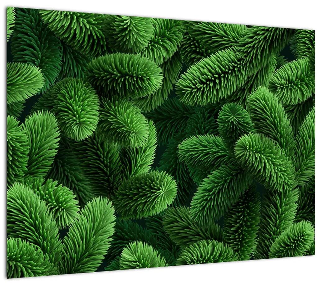 Sklenený obraz - Vetvičky ihličnanu (70x50 cm)