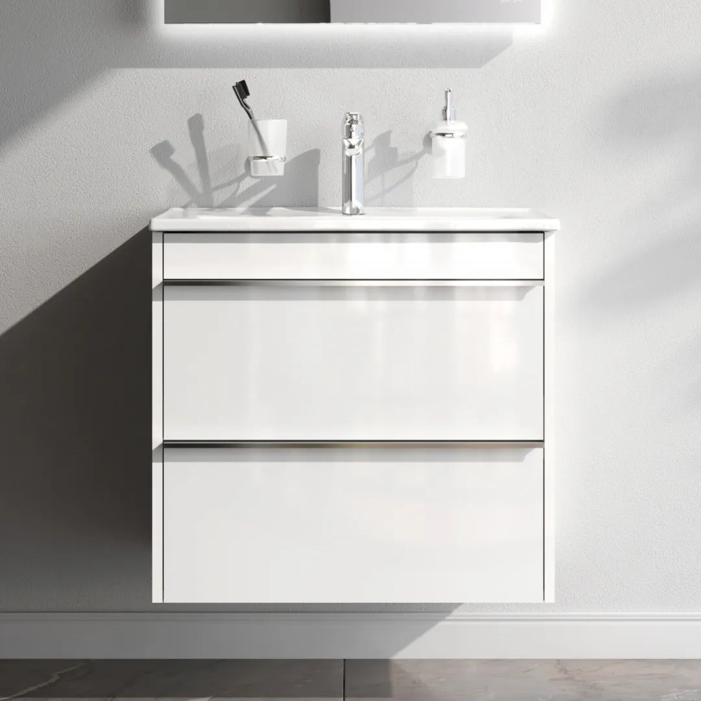 Skrinka s umývadlom 65 AM.PM Hit MTAFHX0652WG závesná, 2 zásuvky, lesklá biela