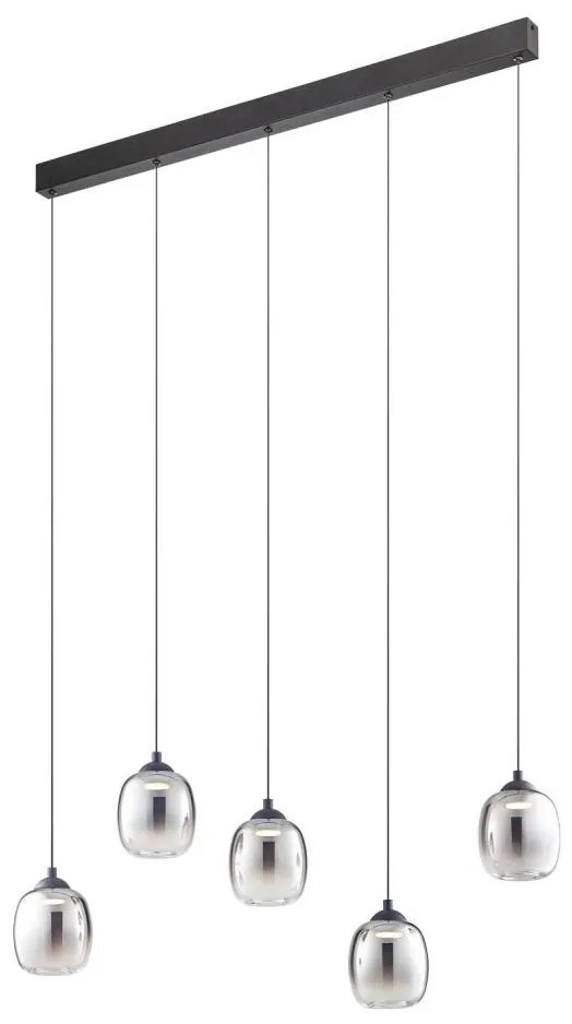 Redo 01-3490 -LED Stmievateľný luster na lanku KHADI 5xLED/5,2W/230V čierna/dymová