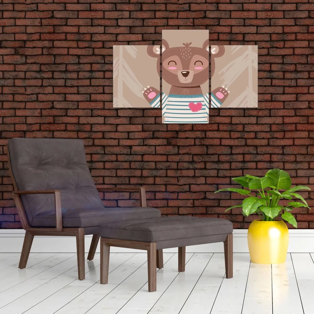Obraz - Medvedík v pruhovanom tričku (90x60 cm)