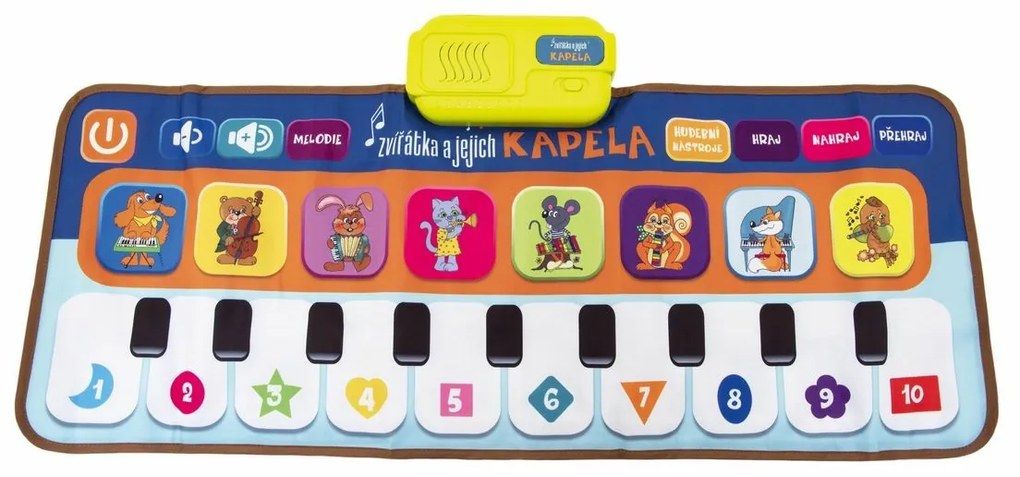 Elektronická hracia podložka pianko Zvieratká a ich kapela, 80x37cm na batérie v krabici 38x18x5cm