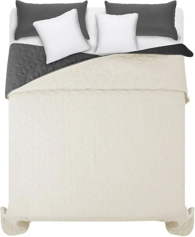 Kvalitné tmavo sivé prehozy na manželskú posteľ so vzorom diamantu 220 x 240 cm