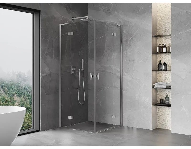 Mexen Mist-H L Duo, 2-krídlový sprchový kút 120 x 120 cm, číre sklo, chrómový profil, 8A5L-120L-120P-01-00