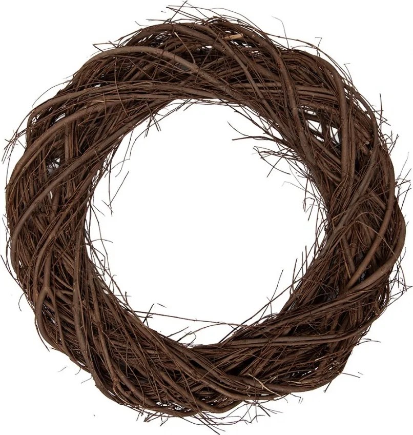 Přírodní hnědý proutěný věnec Woodly S - Ø 45*5 cm