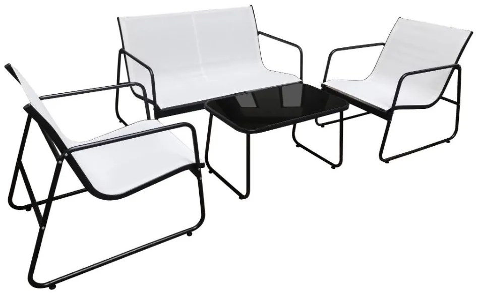 Záhradný kovový nábytok NUGRI (pohovka + 2 kreslá + stôl) - béžový