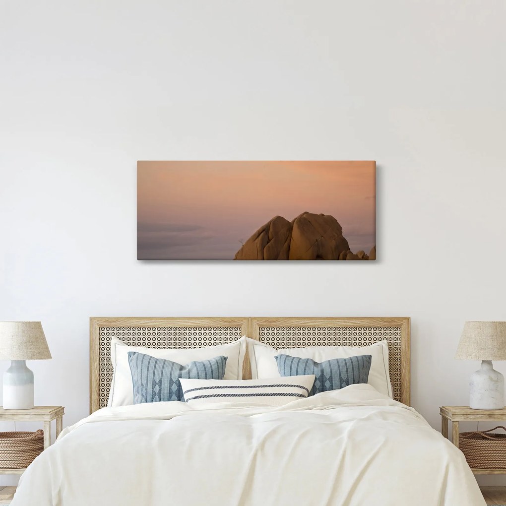 Obraz západu slnka v skalách (120x50 cm)