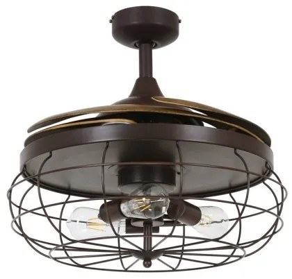 FANAWAY 212921 - LED Stropný ventilátor INDUSTRI 3xE27/4W/230V hnedá + DO