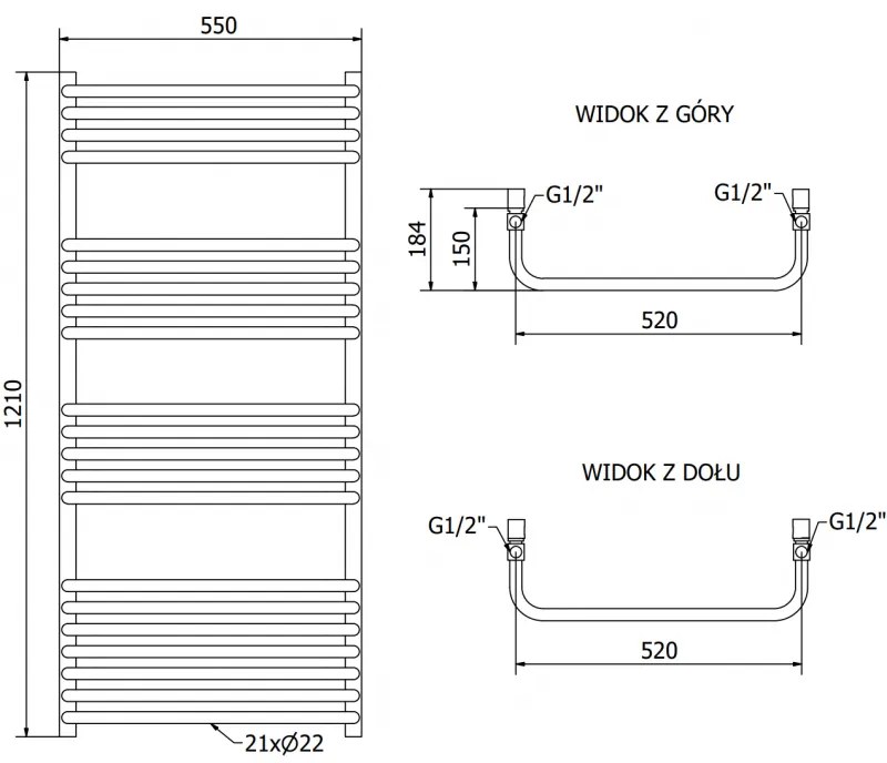 Mexen Apollo, elektrické vykurovacie teleso 1210x550 mm + vykurovacia tyč 600 W, čierna, W117-1210-550-2600-70