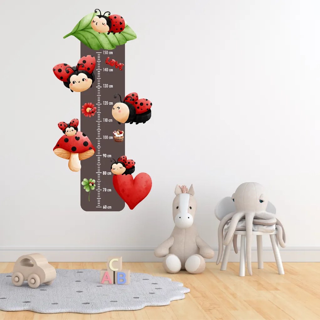 60x120cm Detský meter - Lienky - textilná nálepka na stenu