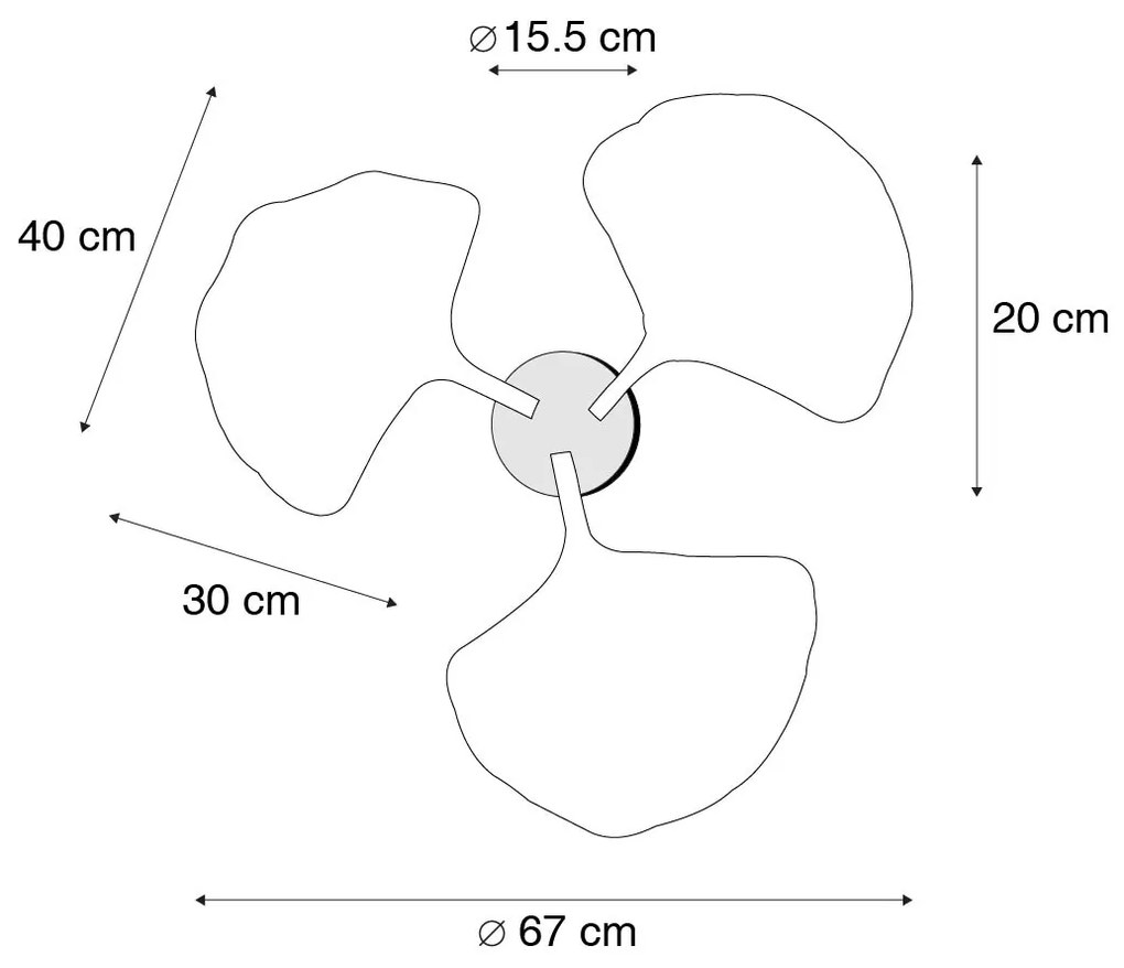 Orientálne stropné svietidlo mosadz s čiernou 3-svetlo - Louka