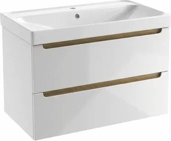 Kúpeľňová skrinka s umývadlom Naturel Stilla 80x60x45 cm biela lesk STILLAD08056U5