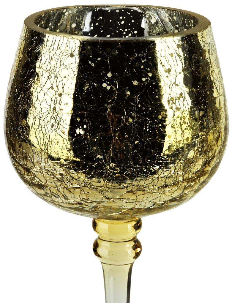 Skleněný svícen DONNA I. 30 cm zlatý