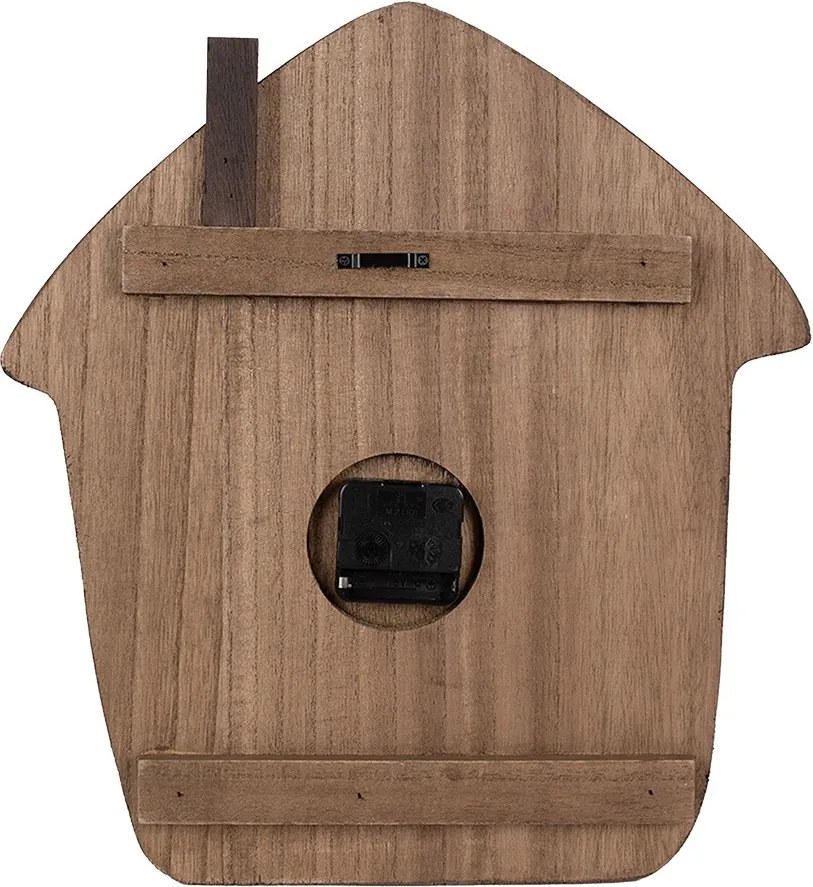 Drevené nástenné hodiny v tvare domčeka - 37*4*40 cm / 1*AA