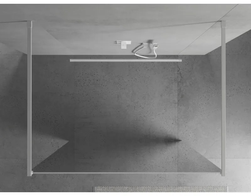 Mexen Kioto, priechodná sprchová zástena 100 x 200 cm, lustro 8 mm, 2x biela stabilizačná rozpera, 800-100-002-20-50