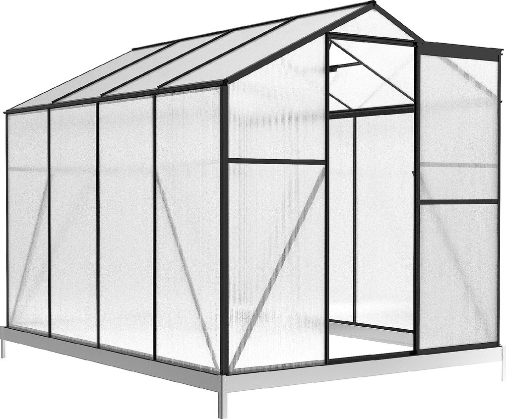 Skleník so základňou BestBerg BBGH-806B / 4,8 m² / 252 × 190 × 194 cm / čierna