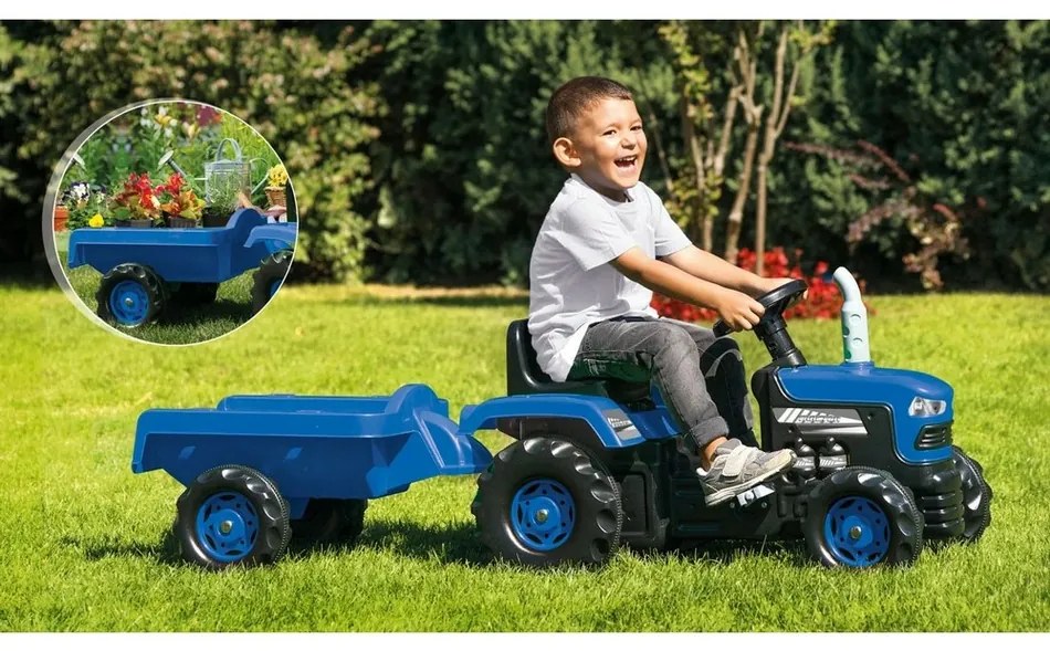 Dolu Detský traktor šliapací s vlečkou, červená