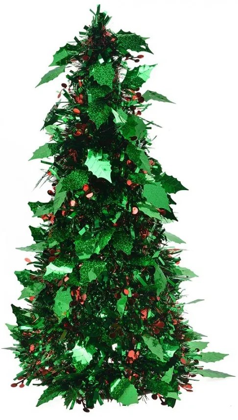 Zelená vianočná plastová dekorácia stromček Chrismas - Ø 21*50 cm