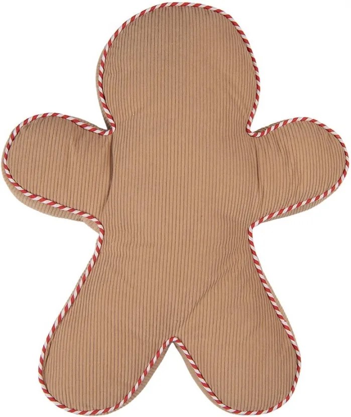 Hnedý dekoračný vankúš v tvare perníčka Gingerbread - 40*48*4 cm