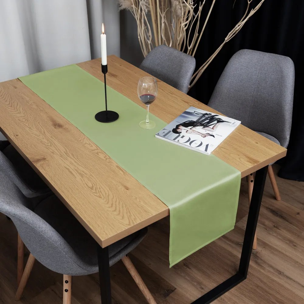 Biante Saténový behúň na stôl polyesterový Satén LUX-025 Olivovo zelený 35x180 cm