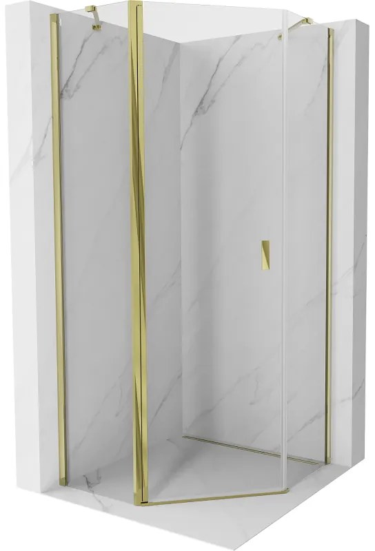 Mexen Mist, päťuholníkový sprchový kút výklopný 80 x 80 cm, číre sklo, zlatý lesklý profil, 8A8-080-080-50-00
