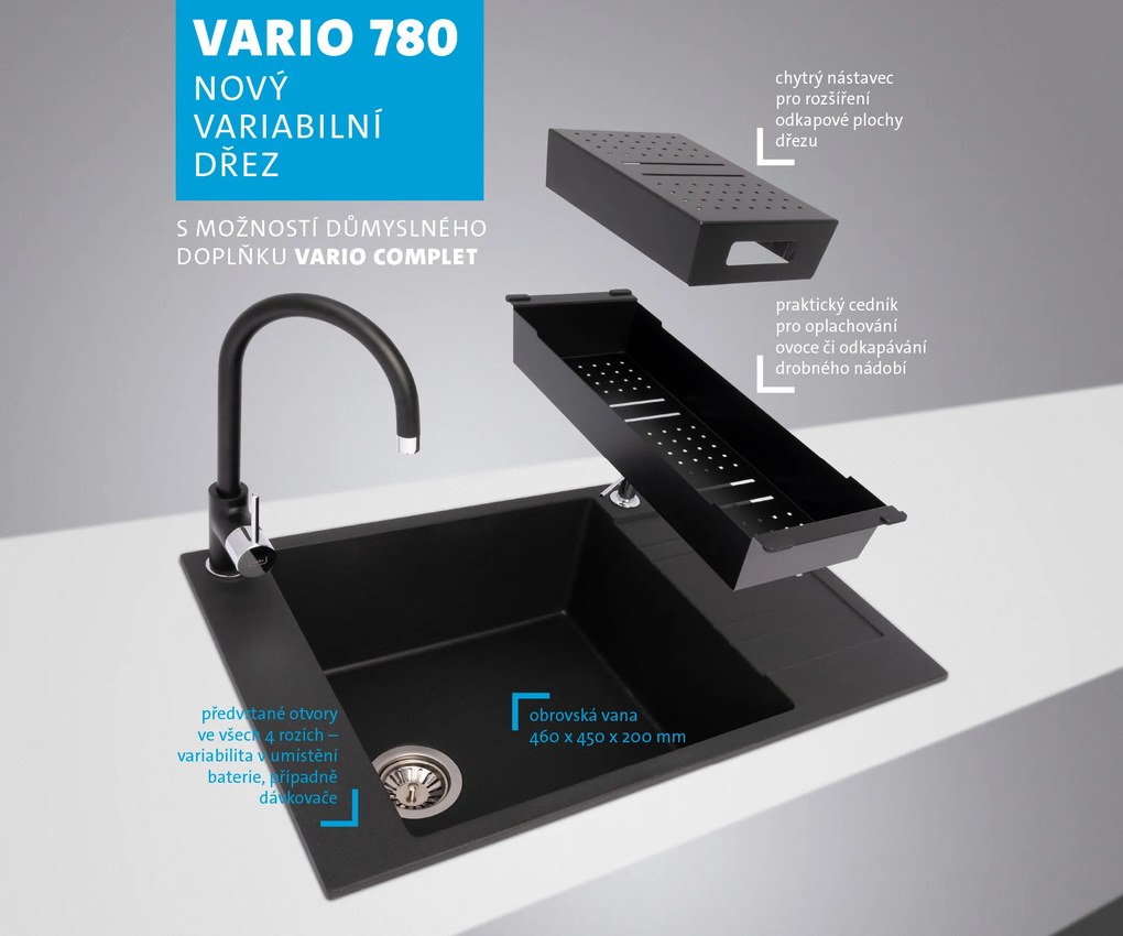 Granitový drez Sinks VARIO 780 Titanium