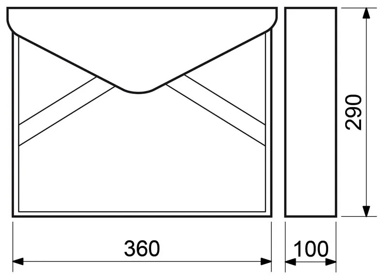 Poštová schránka, 360 x 100 x 290 mm, strieborná