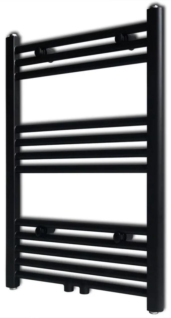 vidaXL Čierny rebríkový radiátor na centrálne vykurovanie, rovný 500 x 764 mm