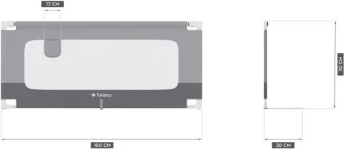 Bezpečnostná zábrana na posteľ Cover 46 sivá 160 cm