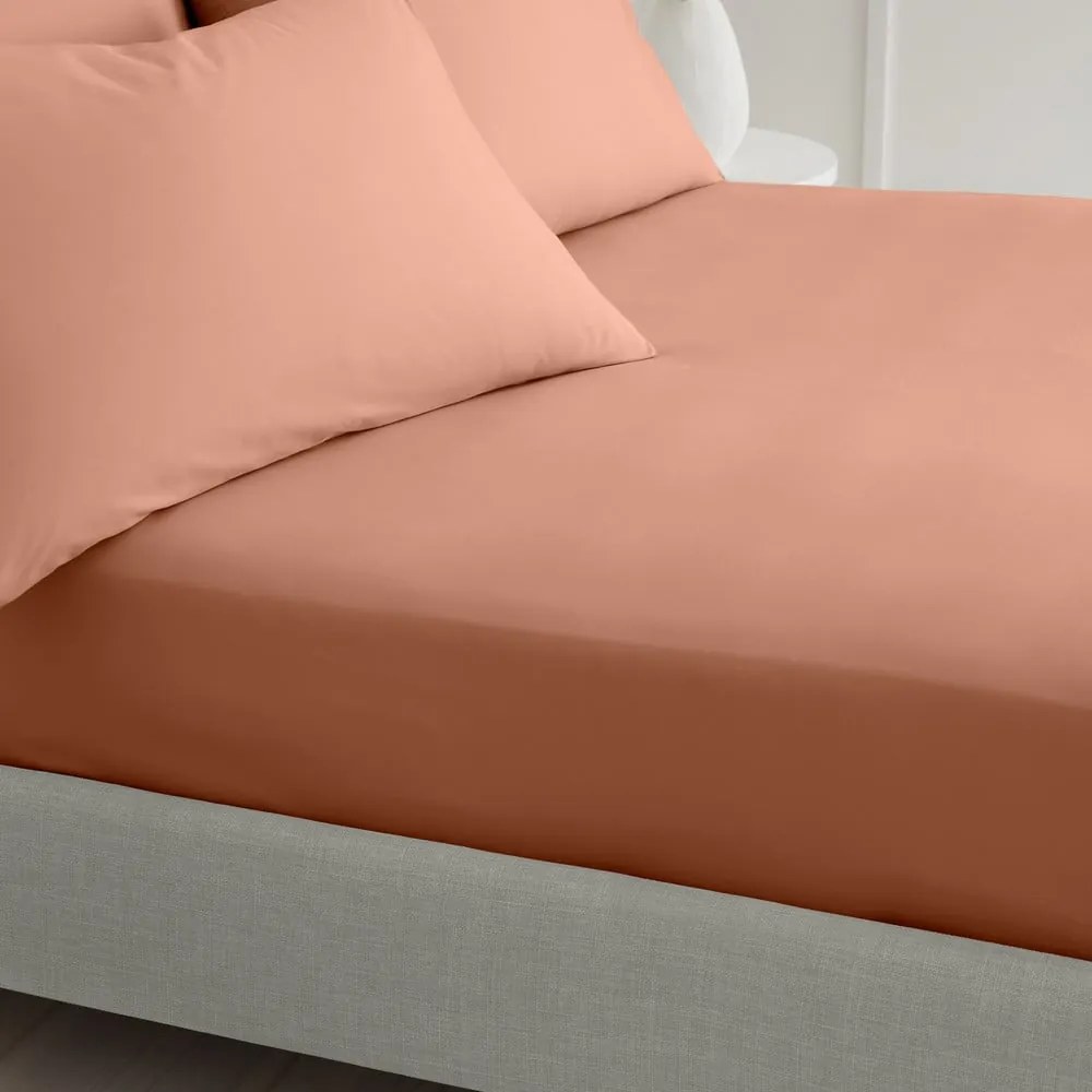 Napínacia plachta z bavlneného perkálu v terakotovej farbe 135x190 cm Cotton Percale – Bianca