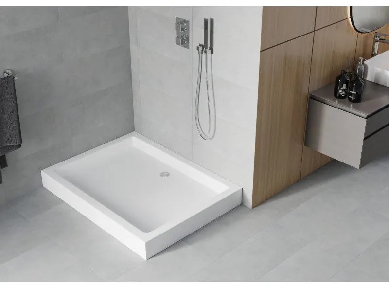 Mexen Rio, obdĺžniková sprchová vanička 120x90x14 cm + chrómový sifón, biela, 45109012