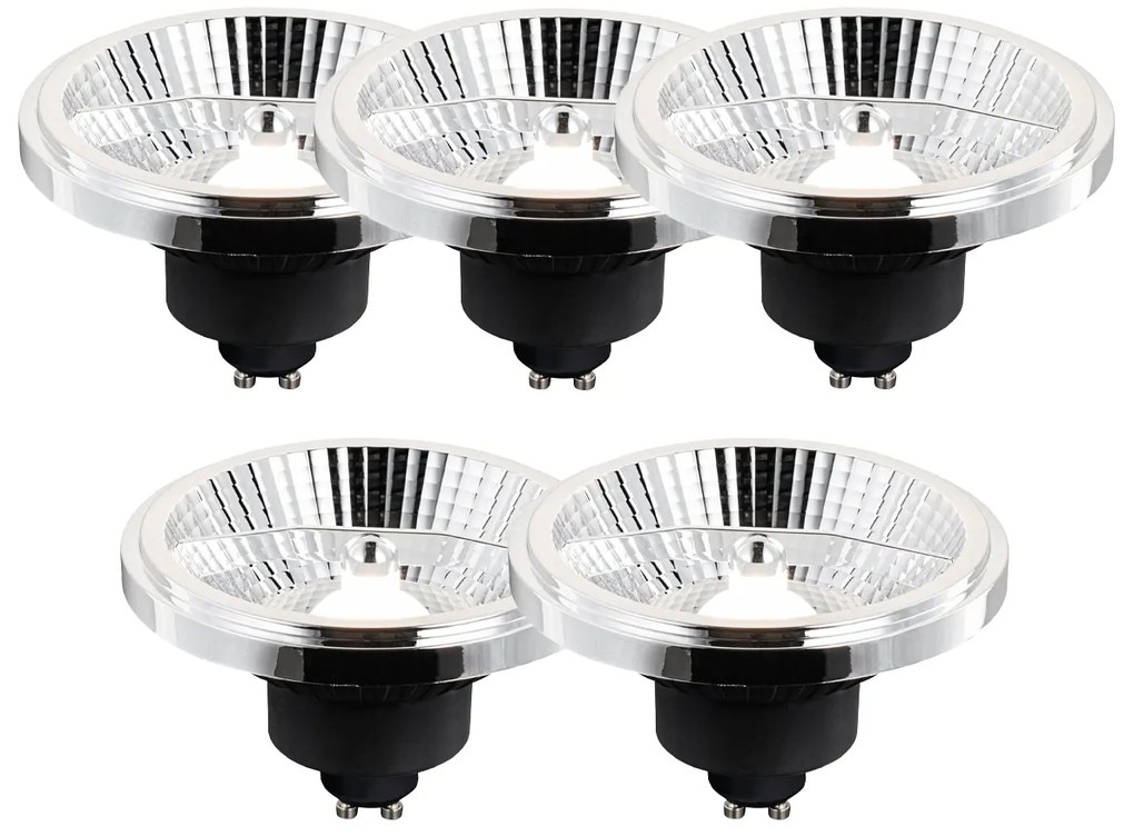 Sada 5 GU10 3-stupňových stmievateľných LED žiaroviek AR111 10W 800 lm 2700 - 3700K