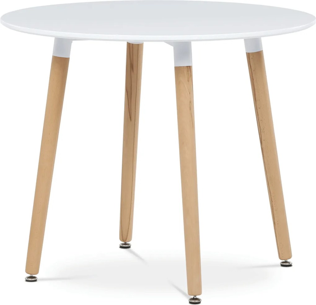 Okrúhly jedálenský stôl MDF/masív buk DT-306 WT Farba: Biela