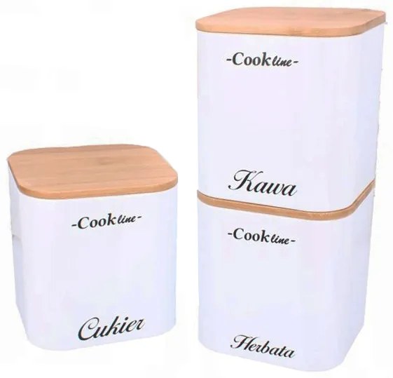Kovové dózy do kuchyne cukor, káva, čaj - biele - Cook Line