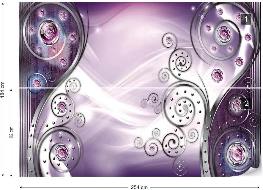 GLIX Fototapeta - 3D Ornamental Design Purple Vliesová tapeta  - 254x184 cm