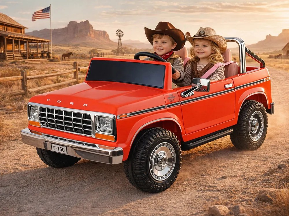 JOKOMISIADA Dvojmiestne autíčko na batériu klasický Ford Bronco Pickup červené PA0338