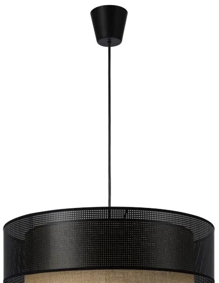Závesný luster BORHO na lanku 1xE27/60W/230V čierny/juta