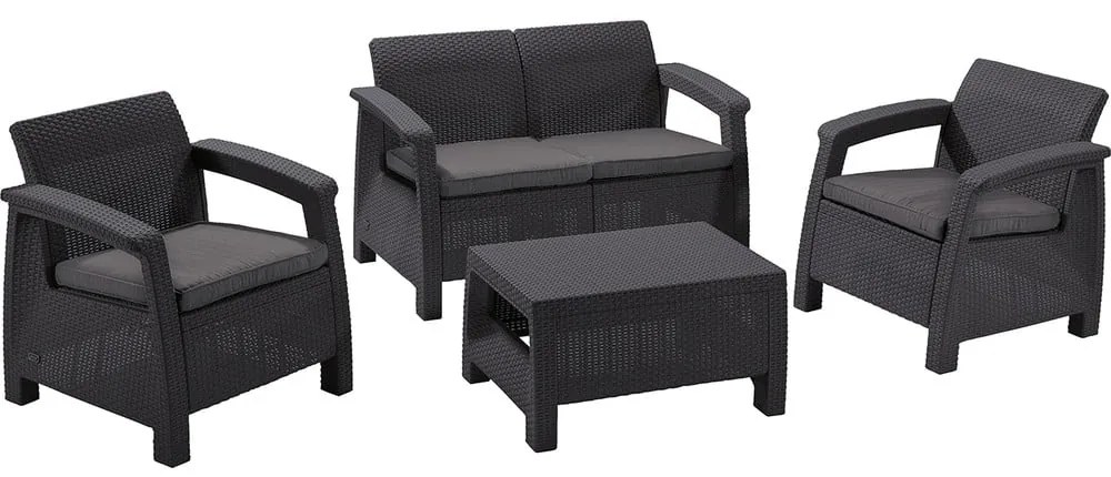 Tmavosivá záhradná lounge súprava pre 4 osoby Corfu – Keter