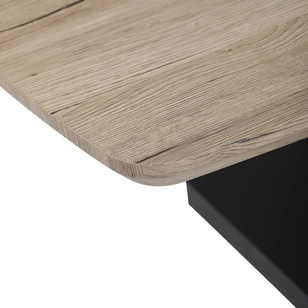 Autronic - Stůl konferenční 120x60, MDF deska, 3D dekor dub san remo, kovové nohy, černý lak. - CT-W1570 SRE AKCE