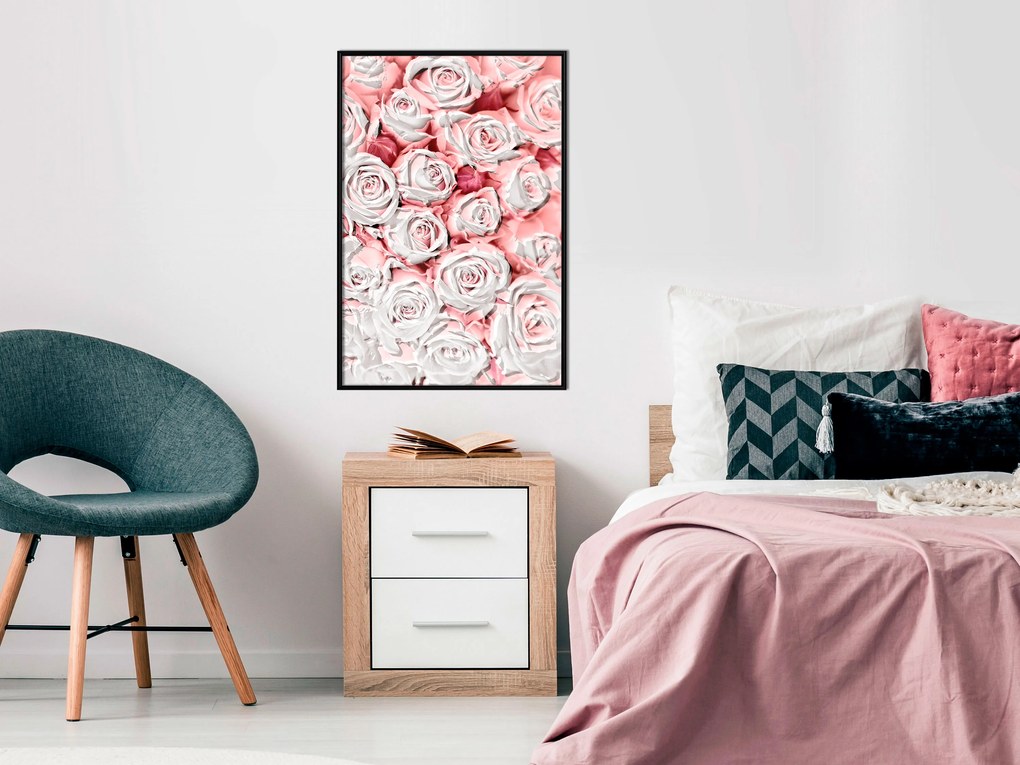 Artgeist Plagát - White Roses [Poster] Veľkosť: 40x60, Verzia: Zlatý rám