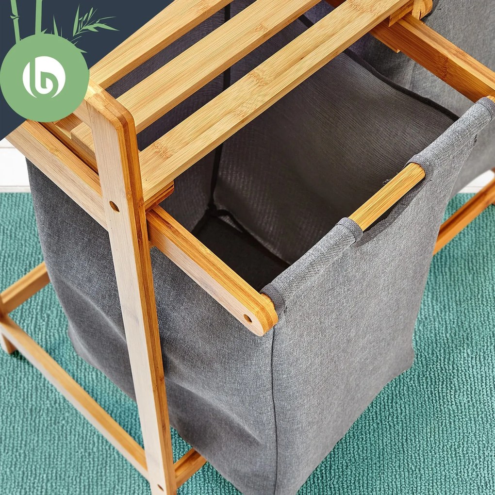 Blumfeldt Regál na bielizeň, 2 odnímateľné vrecia, bambus, pevná bavlna