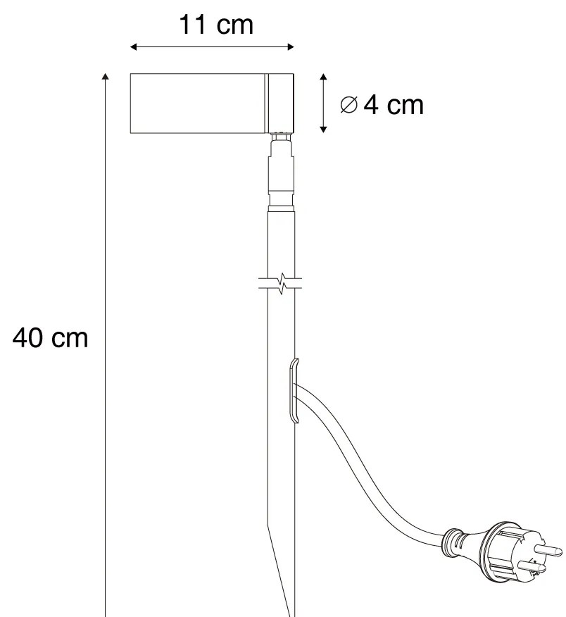Bodové svietidlo so zemným hrotom čierne 40 cm vrátane LED nastaviteľné IP65 vrátane kábla a zástrčky - Carl