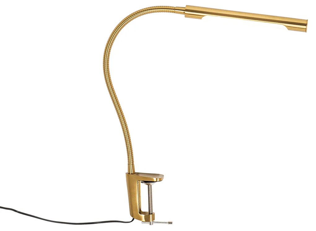 Svietidlo na svorku na stôl mosadz vrátane LED s dotykovým stmievačom - Lionard